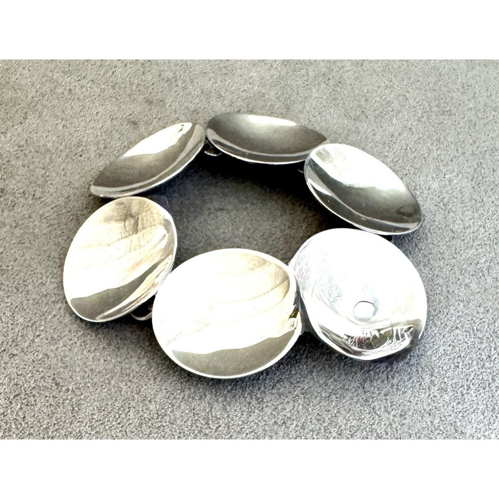 Vintage RLM STUDIOS Chunky STERLING Silver DISC LINK BRACELET 7" Toggle